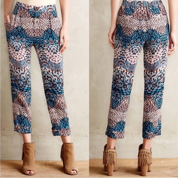 Anthropologie Pants - Anthropologie Elevenses Mosaic Print Cropped Trousers Size 8